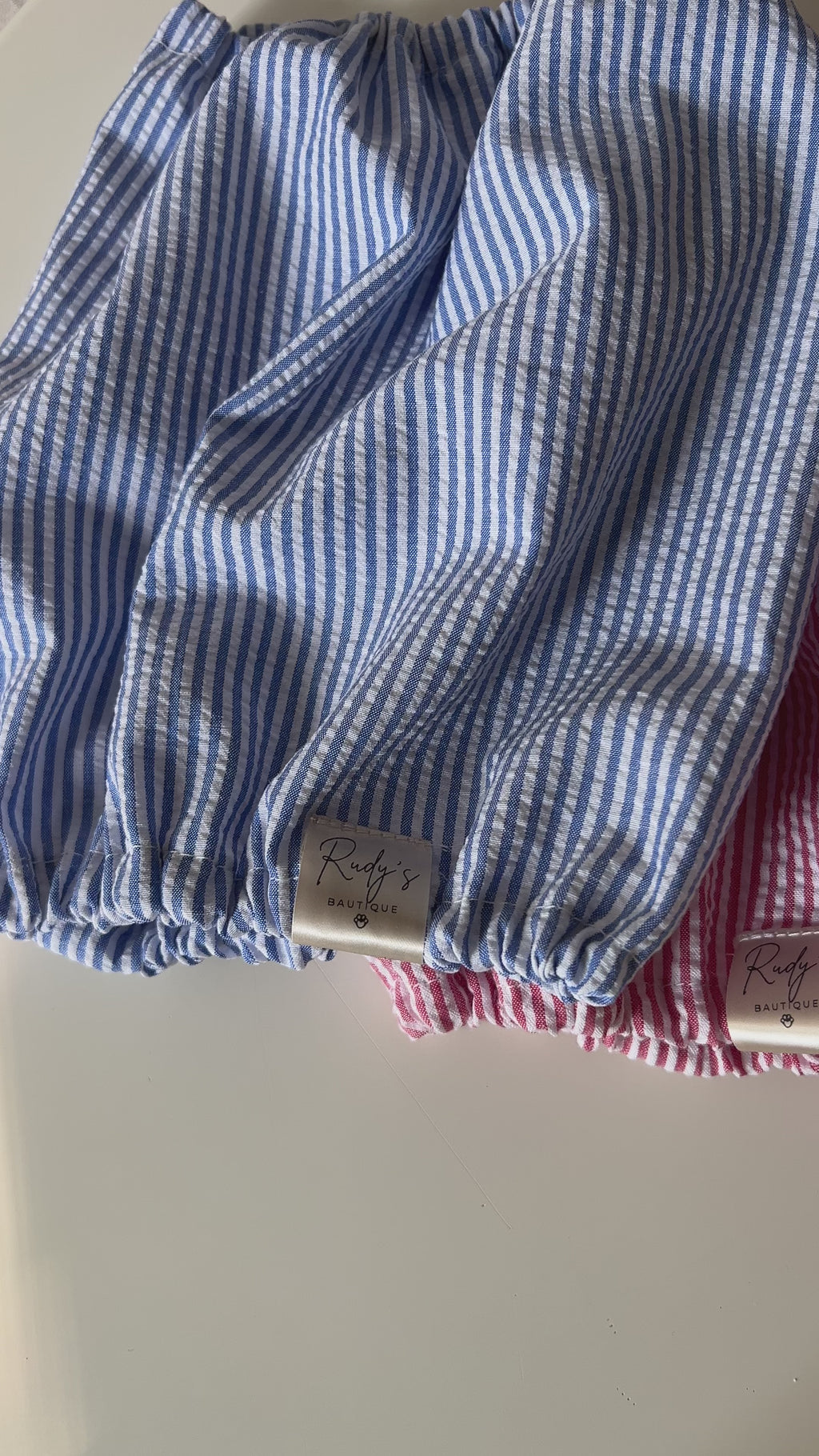 Paraorecchie in cotone Seersucker Stripe