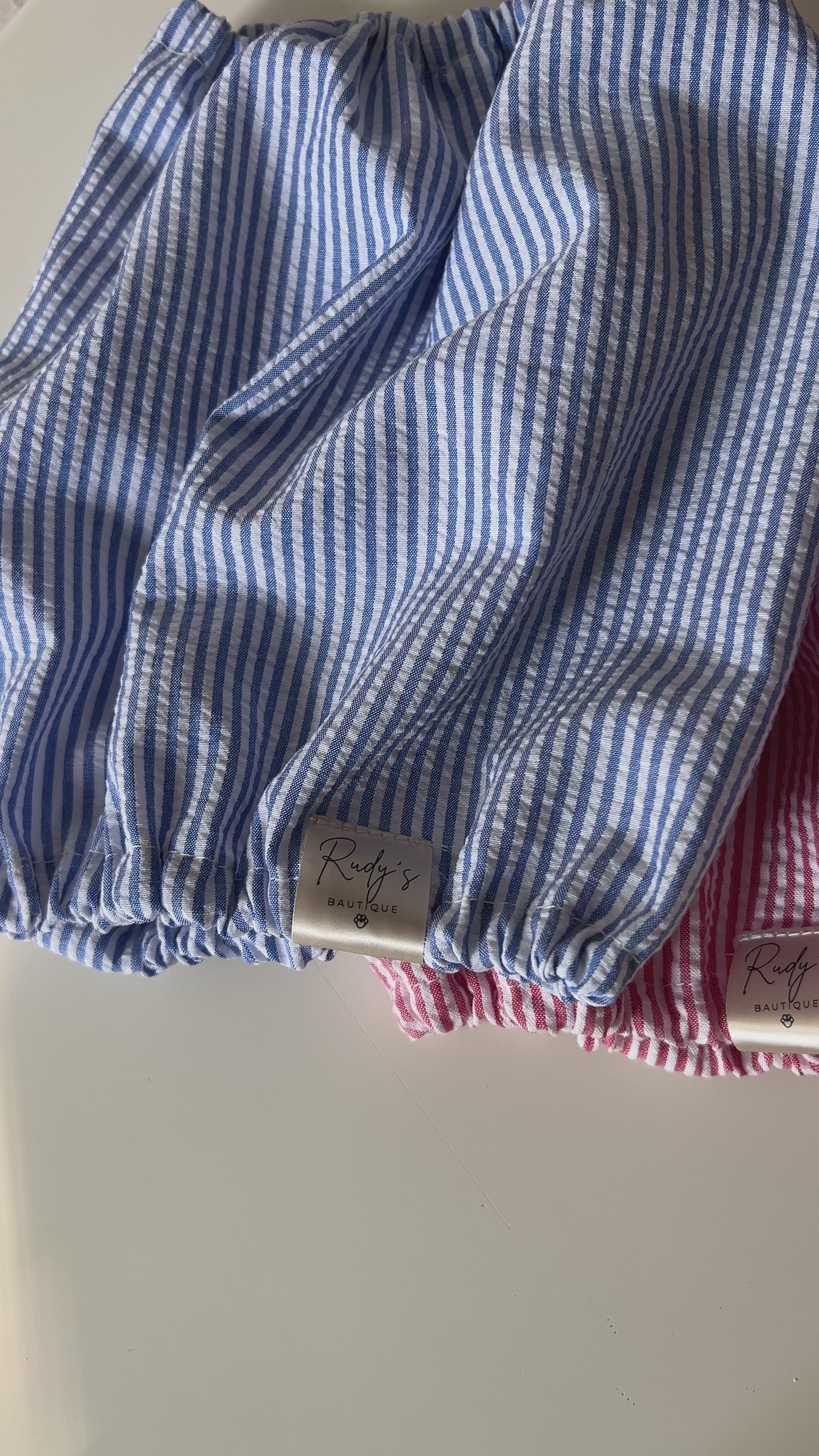 Paraorecchie in cotone Seersucker Stripe
